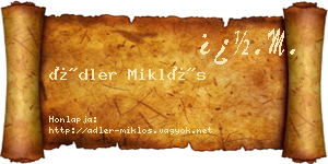 Ádler Miklós névjegykártya