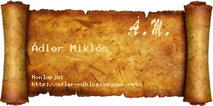 Ádler Miklós névjegykártya