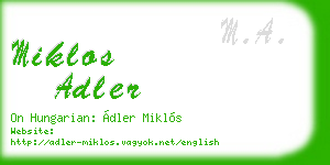 miklos adler business card